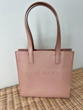 Ted Baker London Pink Tote Bag NWT Structured Logo Top Handle